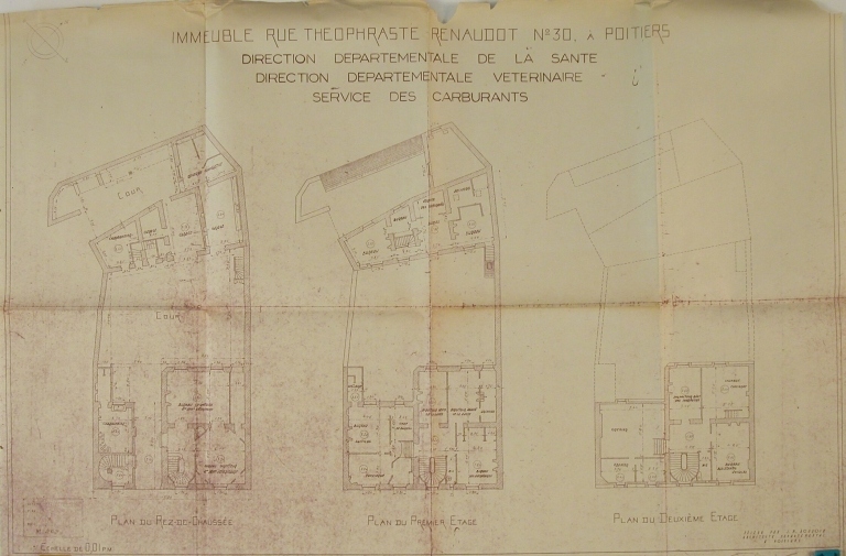 Plan, annexe de la préfecture, rue Théophraste-Renaudot, état vers 1950.