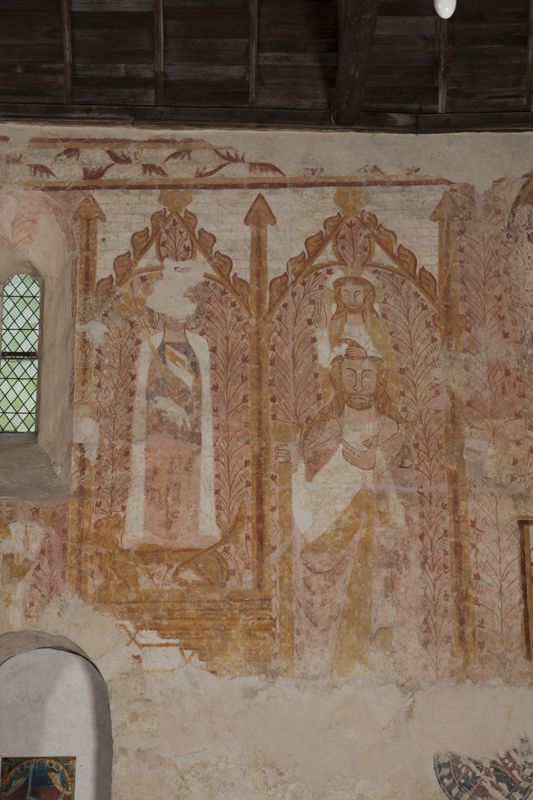 Nef, mur nord, troisième travée : saint Louis à gauche et saint Christophe à droite.