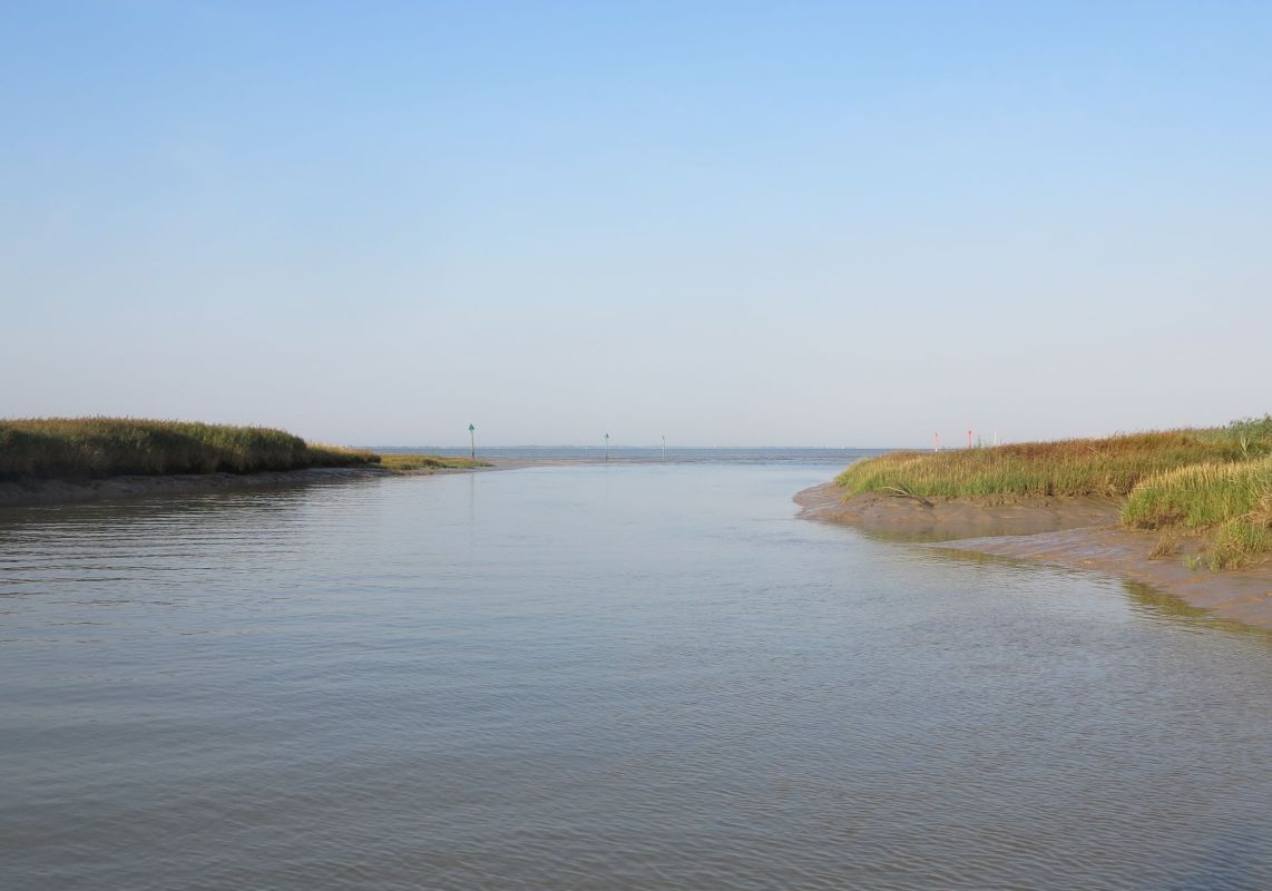 Le chenal débouchant dans l'estuaire.