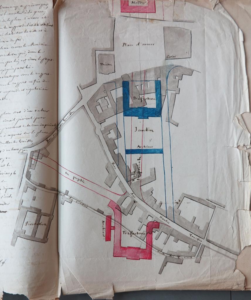 Observations sur le projet d'un nouvel hôtel de préfecture, choix de l'implantation,  M. de Santerre, conseiller de préfecture, 20 février 1861.