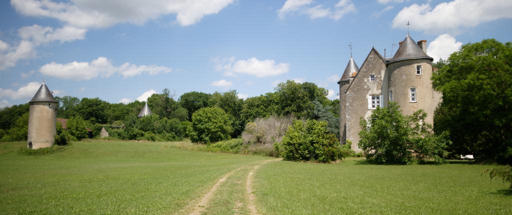 Vue d'ensemble du château et des tours d'enceinte, depuis le sud.