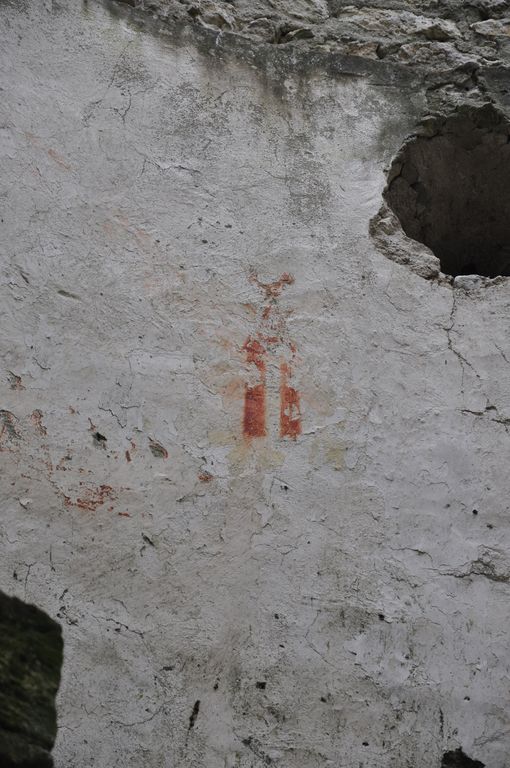 Vue intérieure : graffiti (représentation d'un moulin).