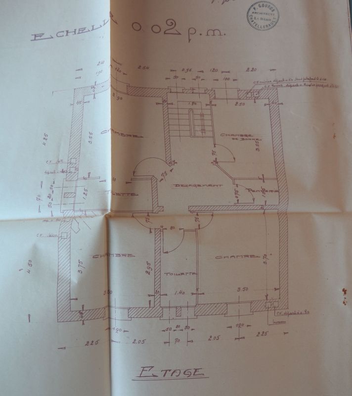 Plan de l'étage, Pierre Gouron architecte, 1936.