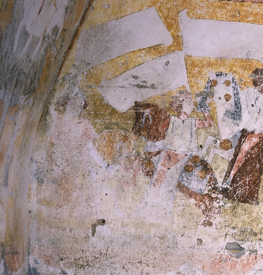 Les deux cavaliers de tête dans la chapelle de Boismoirand à Antigny.