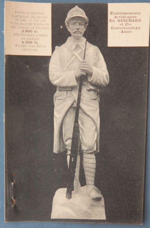 Modèle du soldat, photographie des établissements Guichard à Castelnaudary conservé dans le dossier du monument aux morts de Saint-Rémy-en-Montmorillon.