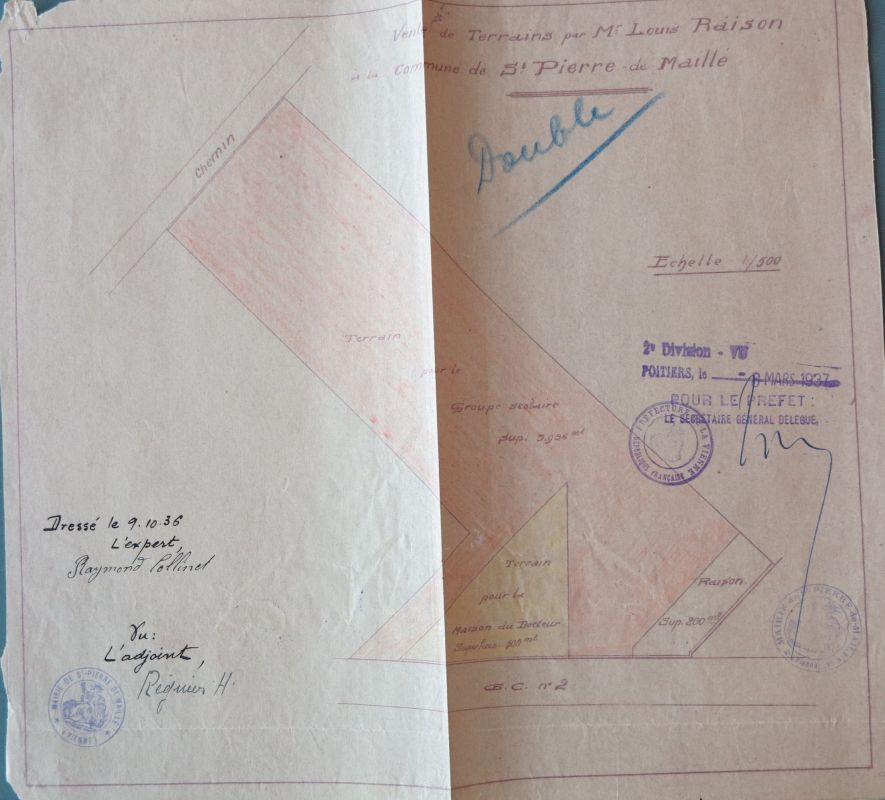 Plan de terrain à acquérir à Mr Louis Raison pour la construction de la maison du médecin, Raymond Collinet, expert, 1936.