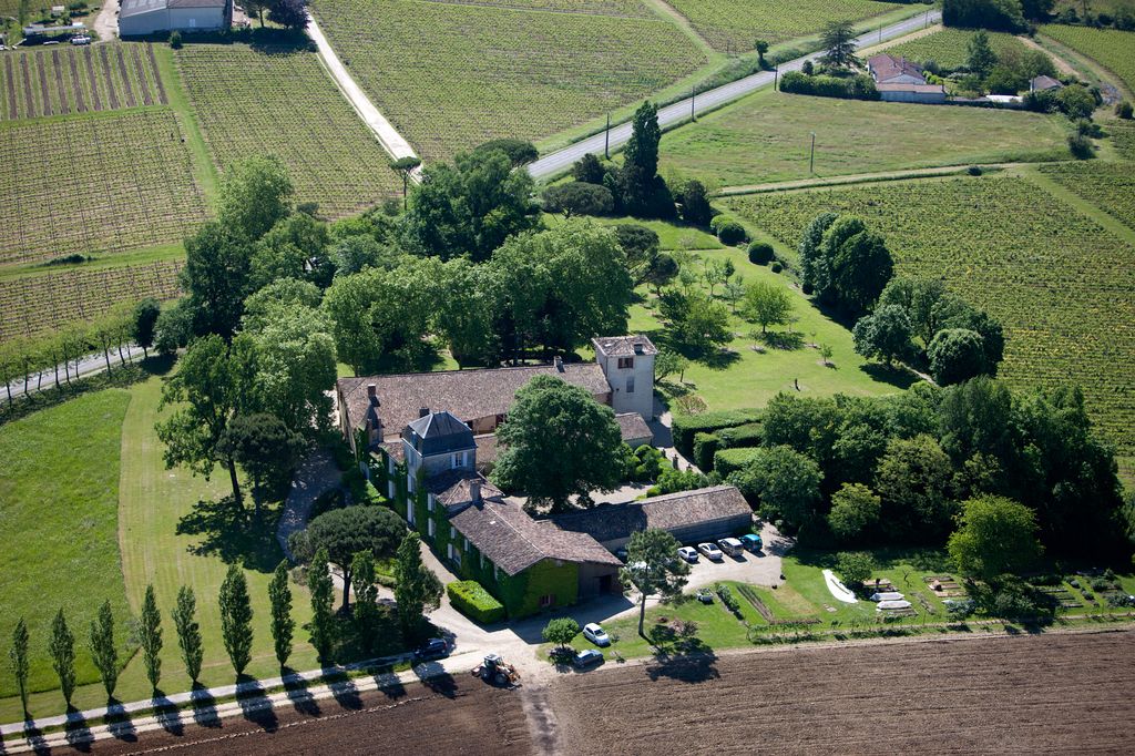 Vue aérienne du domaine de Malagar depuis l'ouest.