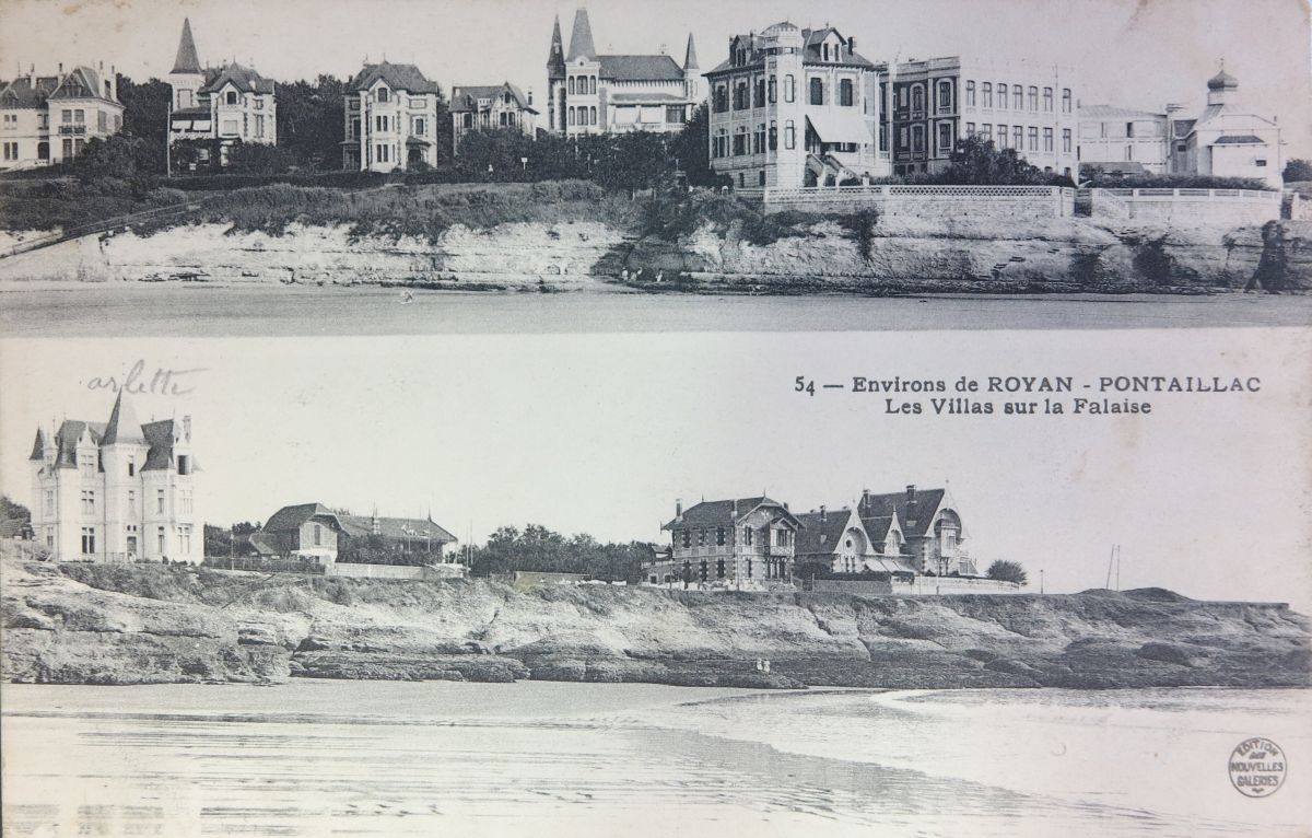 En bas à droite, villas à l'emplacement de l'immeuble actuel, sur une carte postale du début du 20e siècle.