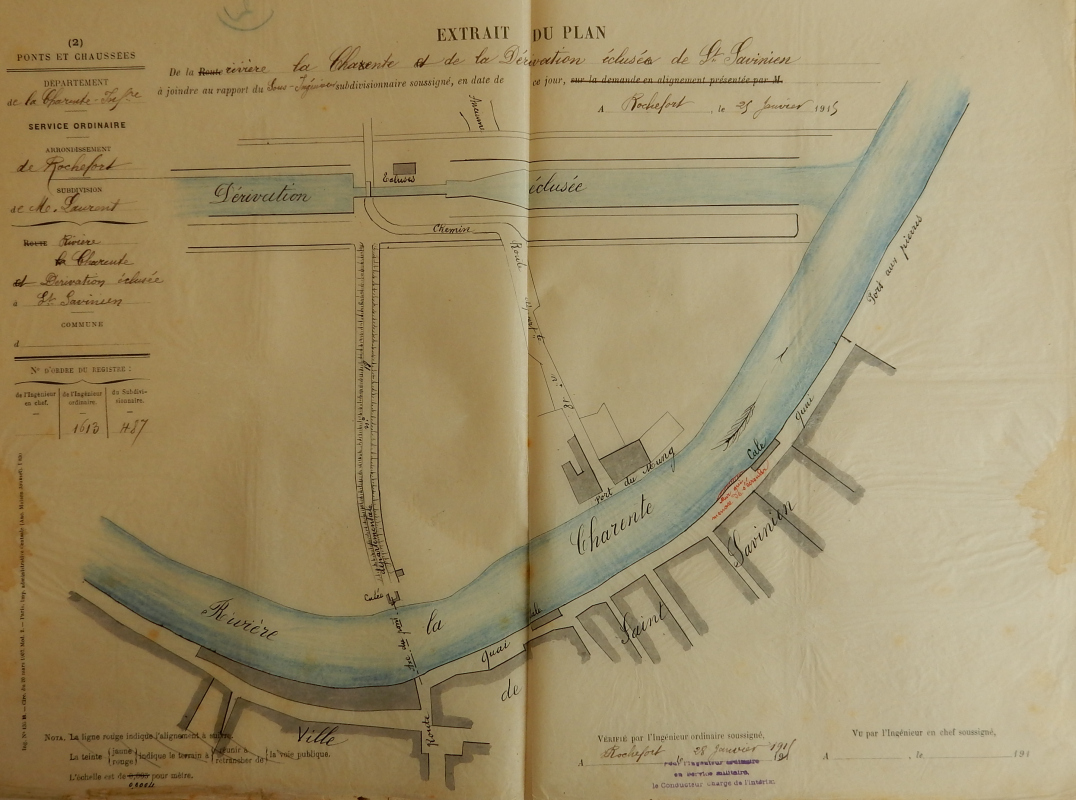 L'écluse sur un plan de 1915.