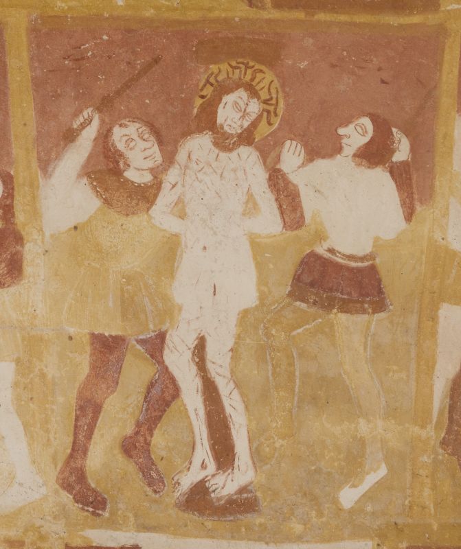 Voûte, côté sud, registre inférieur : Flagellation du Christ.