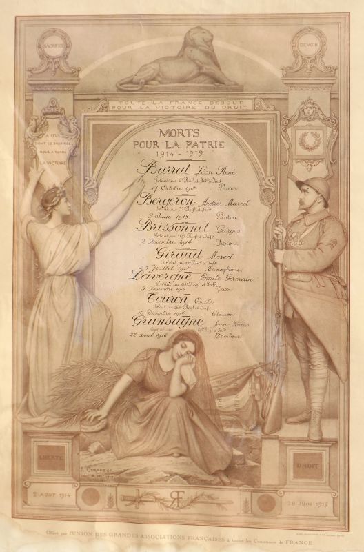 Tableau commémorant les musiciens de Montmorillon morts pour la France.