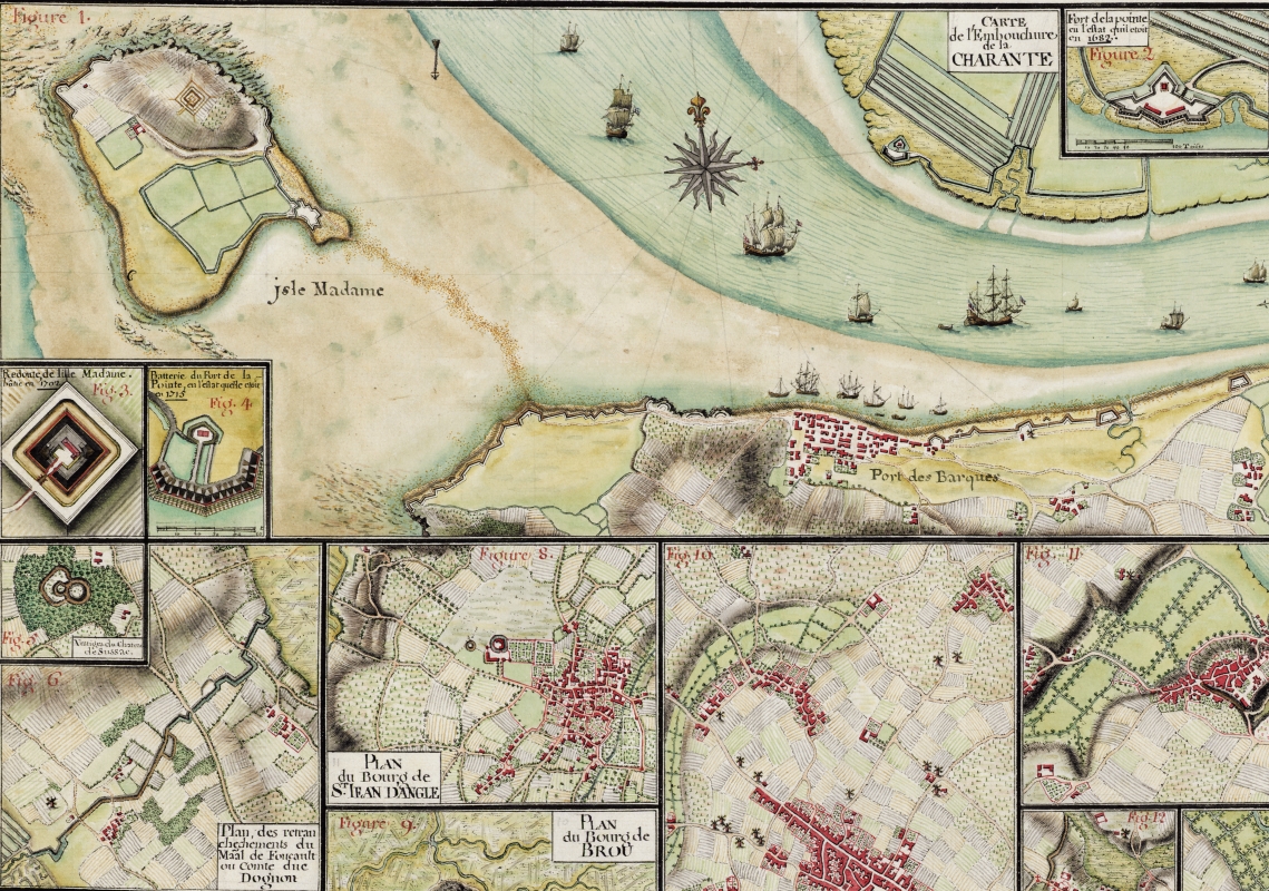 L'entrée de la Charente entre Fouras et l'île Madame sur une carte, après 1715.