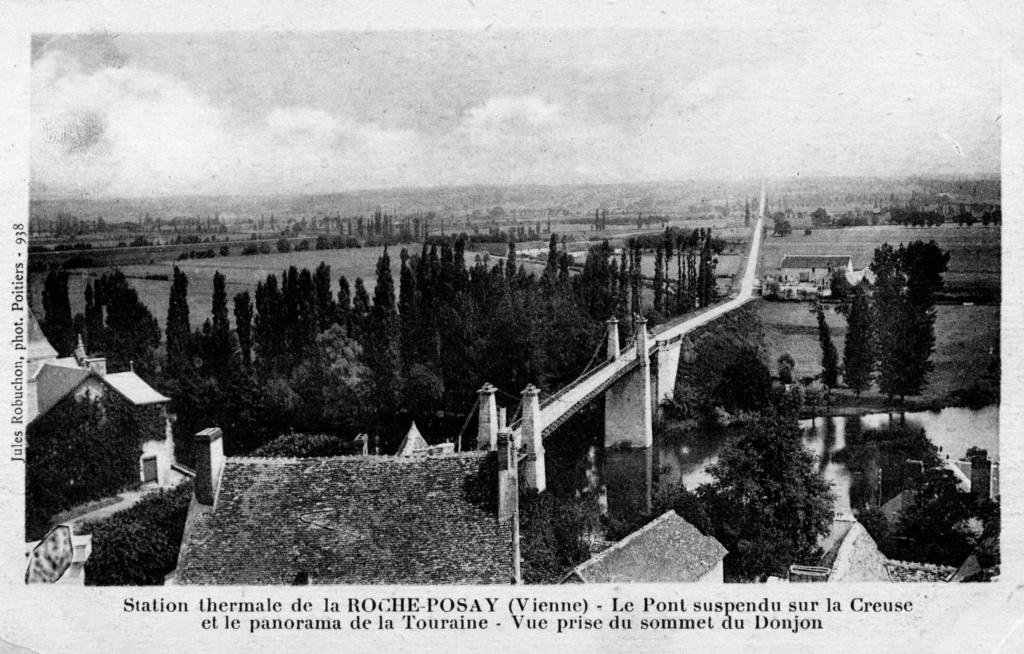 Le pont suspendu sur la Creuse. Carte postale. Jules Robuchon.