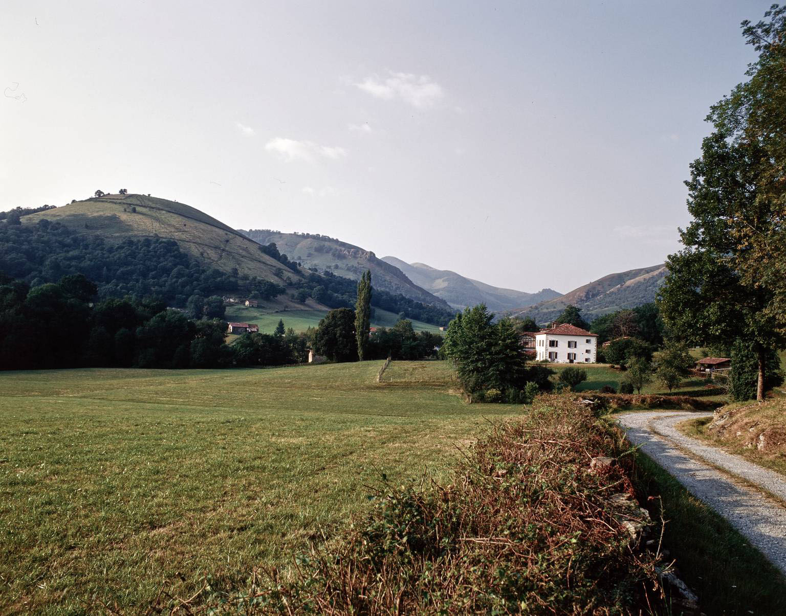 Vue éloignée du manoir Donaikia et de la ferme Senimenia, prise depuis l'est.