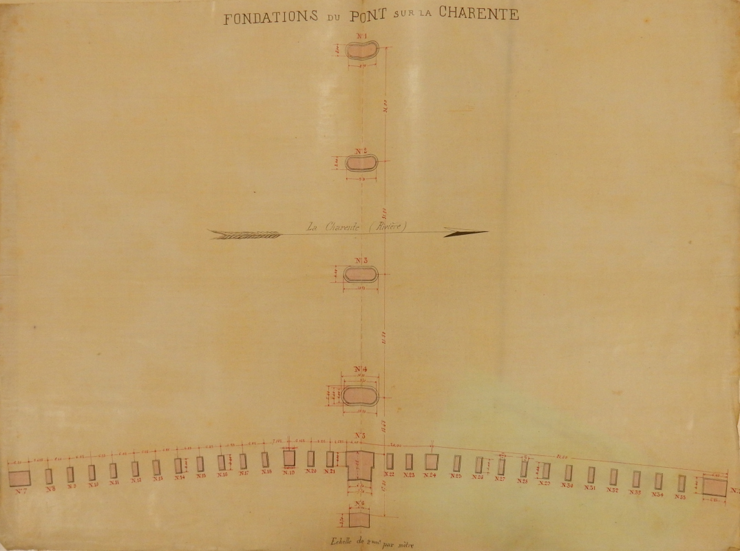 Fondations du pont, 1882.