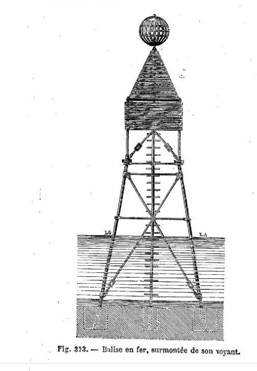 Dessin de la balise antérieure au phare.