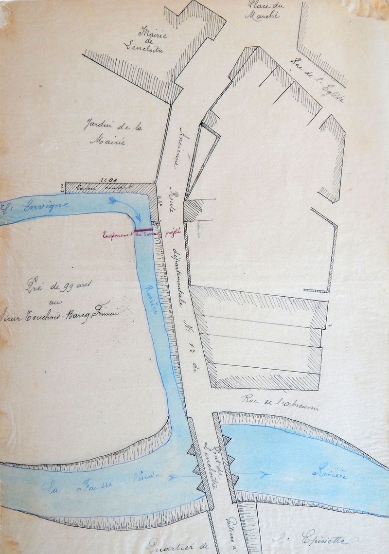 Plan montrant l'emplacement du jardin de la mairie, 1897.