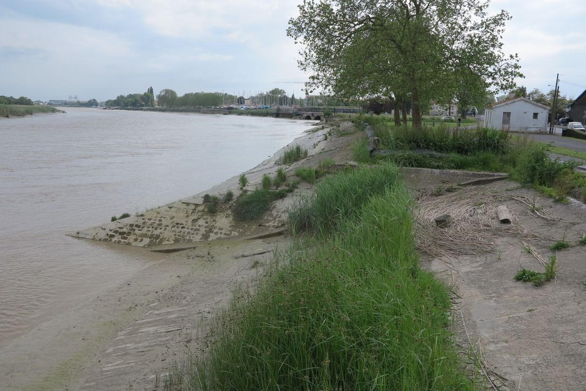 Vue vers l'ouest depuis une cale maçonnée.