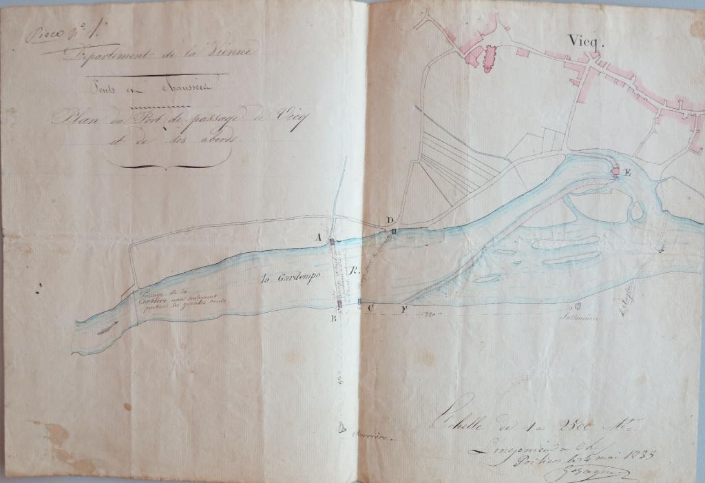 Plan du port de Vicq et de ses abords, G. de Bagnac, 4 mai 1833.