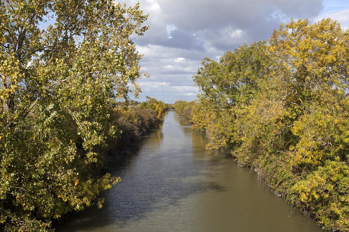 Le canal de la Banche vu en direction de l'ouest à la cabane de l'Angle Folle, à Saint-Jean-de-Liversay.